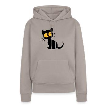 Chaton noir - Sweat à capuche Premium bio Femme - taupe - Devant - Julia (174cm)