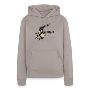 Waffen Pistolen hände dell - Frauen Premium Bio Hoodie - Taupe - Vorne - Julia (174cm)