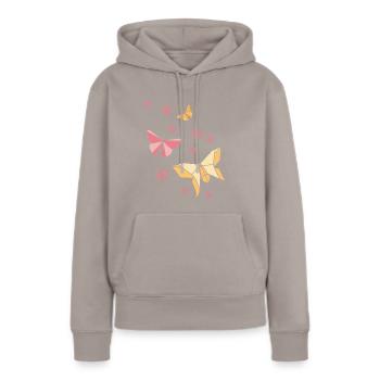Origami Butterflies - Frauen Premium Bio Hoodie - Taupe - Vorne - Julia (174cm)