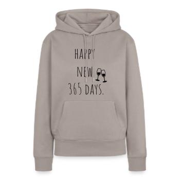 happy new year - Frauen Premium Bio Hoodie - Taupe - Vorne - Julia (174cm)