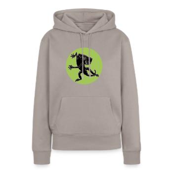 tanzende Echse - Frauen Premium Bio Hoodie - Taupe - Vorne - Julia (174cm)