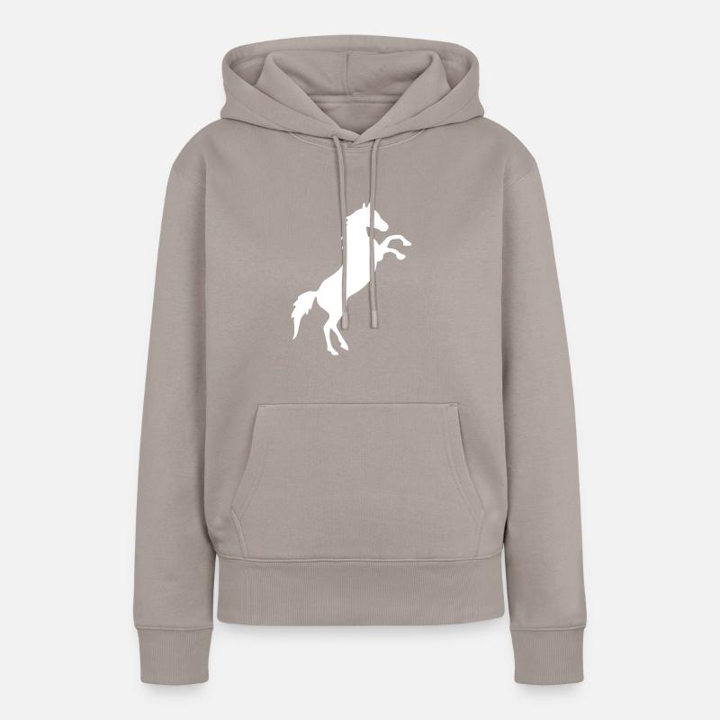 Élevage de chevaux blanc - Sweat à capuche Premium bio Femme - taupe
