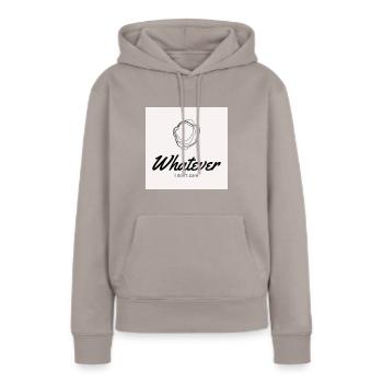 Whatever. I don't care. - Frauen Premium Bio Hoodie - Taupe - Vorne - Julia (174cm)