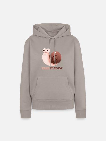 Take it Slow witziger Spruch - Frauen Premium Bio Hoodie - Taupe