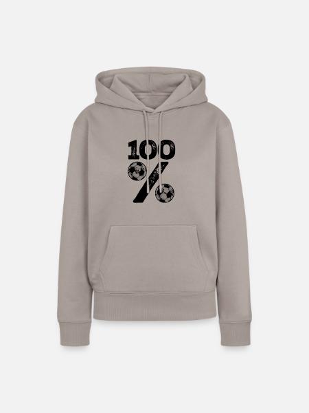 100% Fußball - Frauen Premium Bio Hoodie - Taupe