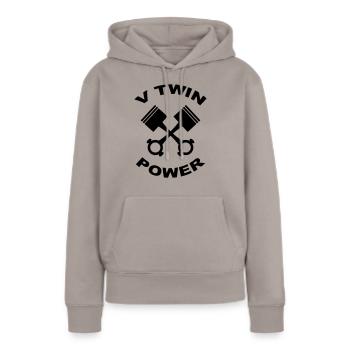 V Twin Power - Sweat à capuche Premium bio Femme - taupe - Devant - Julia (174cm)