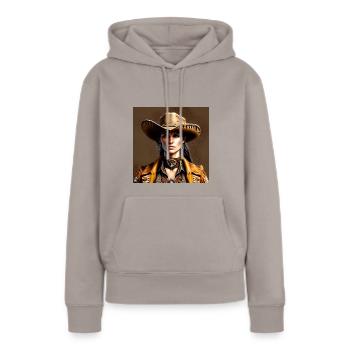Un nouveau shérif est en ville - Sweat à capuche Premium bio Femme - taupe - Devant - Julia (174cm)
