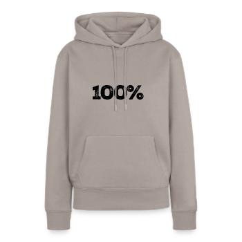 100% - Sweat à capuche Premium bio Femme - taupe - Devant - Julia (174cm)