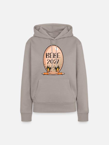 Hühner 2027 - Frauen Premium Bio Hoodie - Taupe