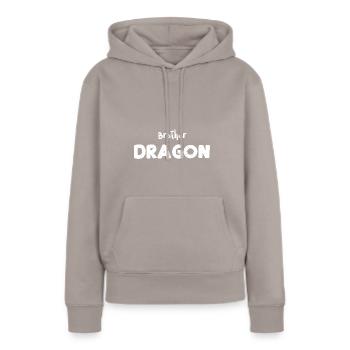 Frère Dragon - Frère - Sweat à capuche Premium bio Femme - taupe - Devant - Julia (174cm)