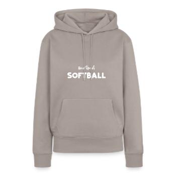Heartbeat Softball - Softball - Frauen Premium Bio Hoodie - Taupe - Vorne - Julia (174cm)