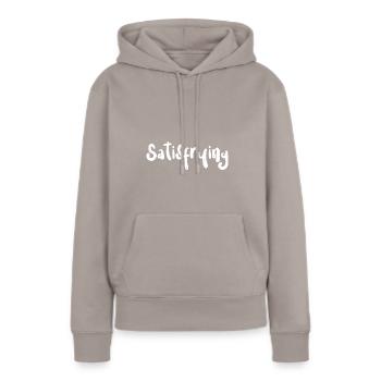 Satisfrying - Vegetables - Frauen Premium Bio Hoodie - Taupe - Vorne - Julia (174cm)