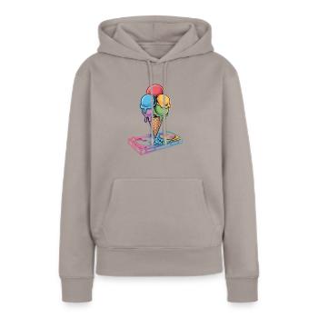 Dj Cream Turntable Artwork - Sweat à capuche Premium bio Femme - taupe - Devant - Julia (174cm)