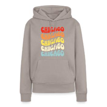Chicago 70er Jahre Hippie - Frauen Premium Bio Hoodie - Taupe - Vorne - Julia (174cm)