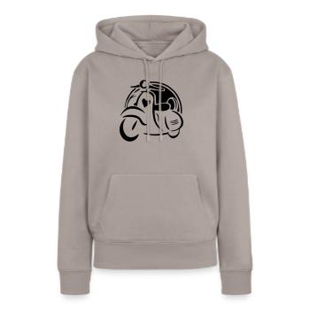 Motorroller - Frauen Premium Bio Hoodie - Taupe - Vorne - Julia (174cm)