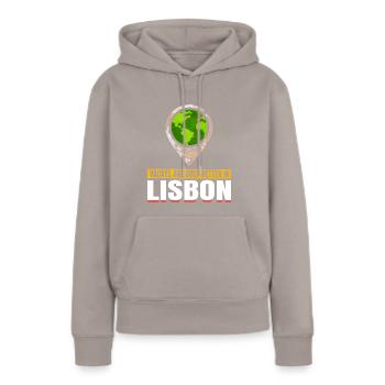 Joyable Lissabon Angenehmer Tourismus Zitat - Frauen Premium Bio Hoodie - Taupe - Vorne - Julia (174cm)