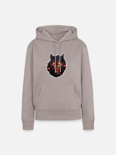 Werwolf mit Halloween - Frauen Premium Bio Hoodie - Taupe