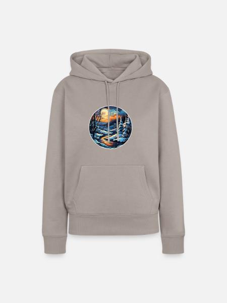 Winterlandschaft - Frauen Premium Bio Hoodie - Taupe