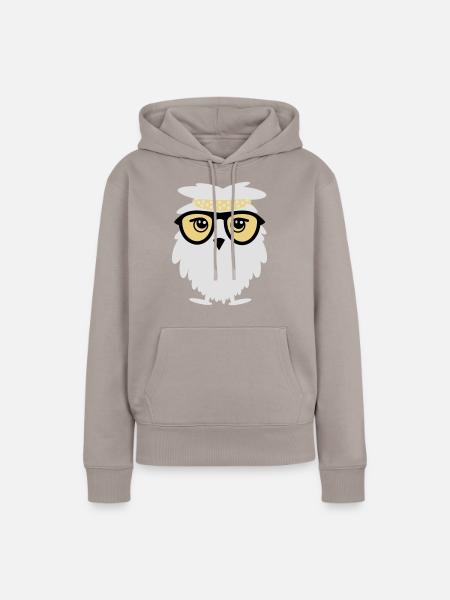 Weise Eule - Frauen Premium Bio Hoodie - Taupe