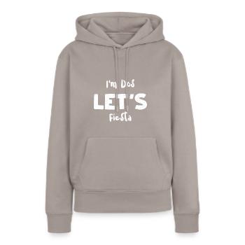 Je suis Dos Let’s Fiesta - Sweat à capuche Premium bio Femme - taupe - Devant - Julia (174cm)