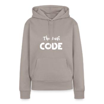Le code de tante - Tante - Sweat à capuche Premium bio Femme - taupe - Devant - Julia (174cm)