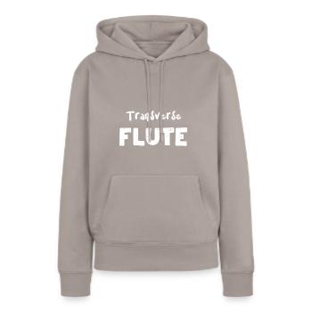 Transverse Flute - Musician - Frauen Premium Bio Hoodie - Taupe - Vorne - Julia (174cm)
