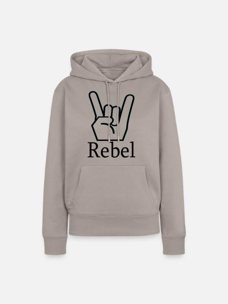 REBEL / Handzeichen - Frauen Premium Bio Hoodie - Taupe