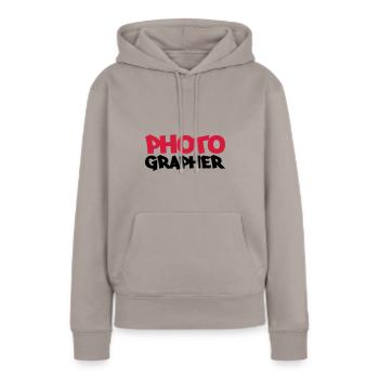 Photographer - Frauen Premium Bio Hoodie - Taupe - Vorne - Julia (174cm)