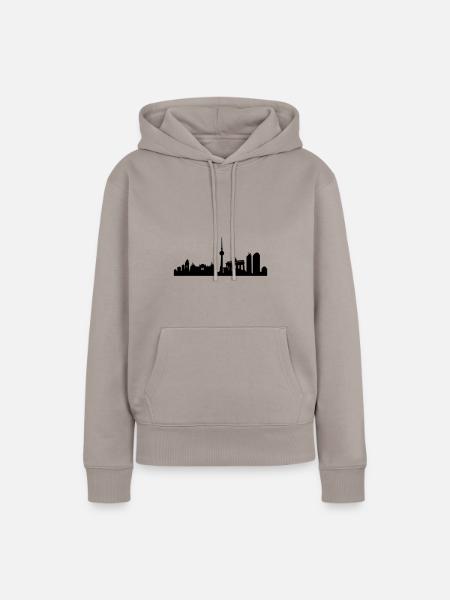 Berlin Skyline - Frauen Premium Bio Hoodie - Taupe