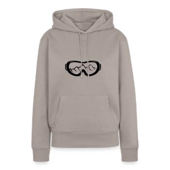 skibrille berge - Frauen Premium Bio Hoodie - Taupe - Vorne - Julia (174cm)