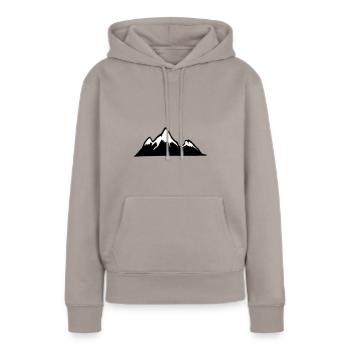 Berge, Alpen, Berg, Wandern - Frauen Premium Bio Hoodie - Taupe - Vorne - Julia (174cm)