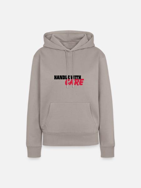 Handle with Care - Frauen Premium Bio Hoodie - Taupe