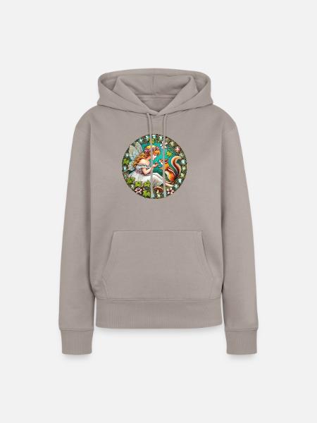 Streifenhörnchen-Fee - Frauen Premium Bio Hoodie - Taupe