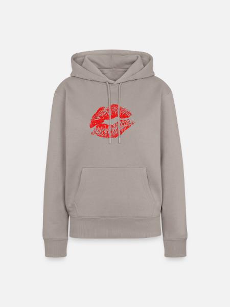 Lips Red - Frauen Premium Bio Hoodie - Taupe