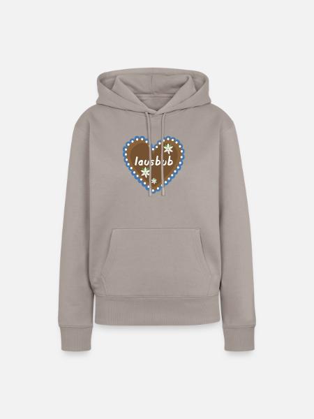 Gingerbread heart lausbub - Frauen Premium Bio Hoodie - Taupe
