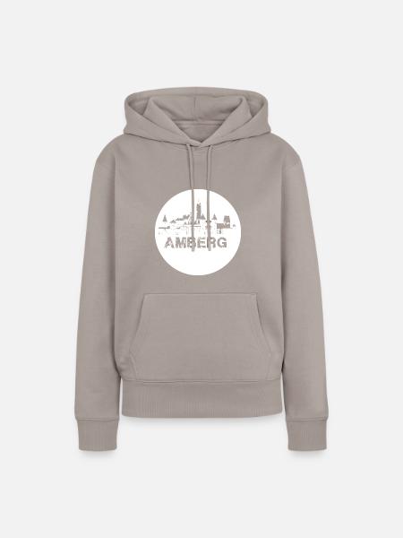 amberg,skyline,weiss,kreis,scherenschnitt - Frauen Premium Bio Hoodie - Taupe