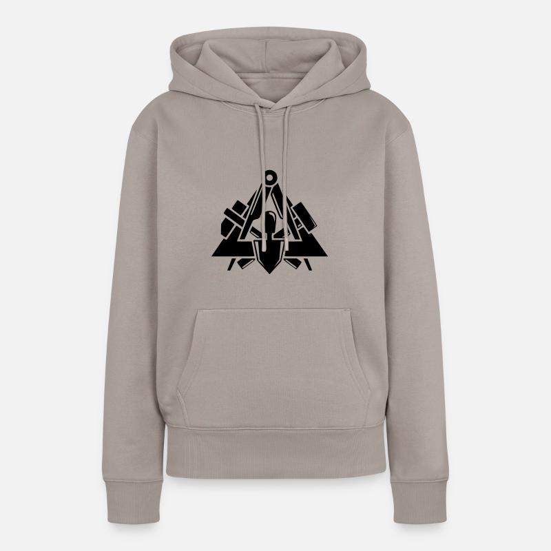 Logo de la guilde des maçons - Sweat à capuche Premium bio Femme - taupe