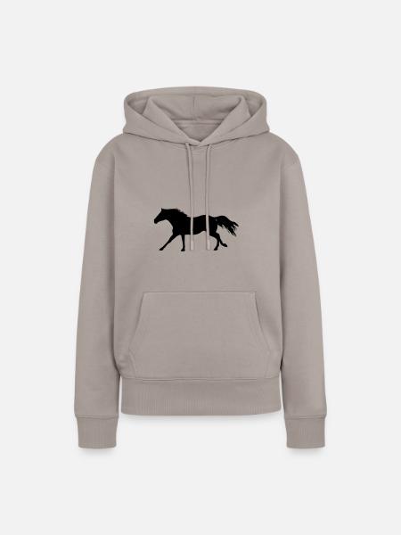 Pferd-QH-Galopp - Frauen Premium Bio Hoodie - Taupe