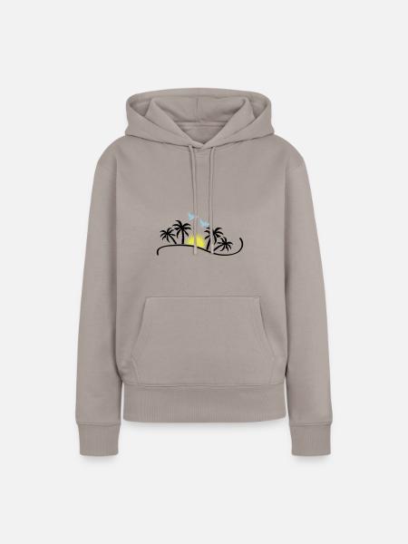 sunset birds - Frauen Premium Bio Hoodie - Taupe