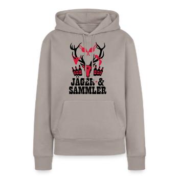 66 Hirsch Jäger und Sammler Bier Party Sex Spaß - Frauen Premium Bio Hoodie - Taupe - Vorne - Julia (174cm)