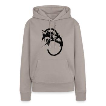 Abstraction du dragon d’Ouroboros - Sweat à capuche Premium bio Femme - taupe - Devant - Julia (174cm)