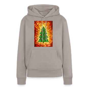 Sapin de Noël dans le style Tiffany - Sweat à capuche Premium bio Femme - taupe - Devant - Julia (174cm)