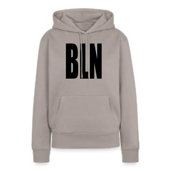 BLN - Frauen Premium Bio Hoodie - Taupe - Vorne - Julia (174cm)
