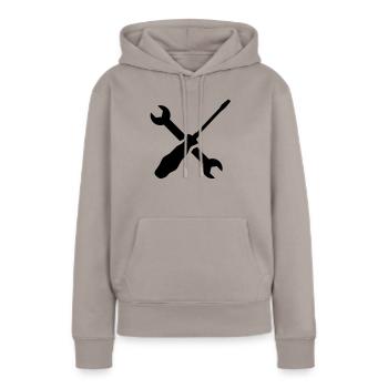 Clé Tournevis - Sweat à capuche Premium bio Femme - taupe - Devant - Julia (174cm)