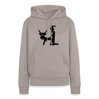 Santa Claus - Sweat à capuche Premium bio Femme - taupe - Devant - Julia (174cm)