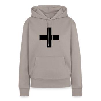 Plus - Sweat à capuche Premium bio Femme - taupe - Devant - Julia (174cm)
