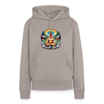 Hen Zen Hahn Hühner Bauernhof - Frauen Premium Bio Hoodie - Taupe - Vorne - Julia (174cm)