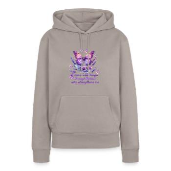 Tout au long du Christ Phil 4 :13 Papillon - Sweat à capuche Premium bio Femme - taupe - Devant - Julia (174cm)