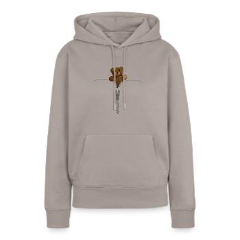 Reißverschluß mit Teddy - Silber - Frauen Premium Bio Hoodie - Taupe - Vorne - Julia (174cm)