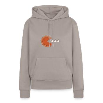 Kuchen isst Sahne - Frauen Premium Bio Hoodie - Taupe - Vorne - Julia (174cm)
